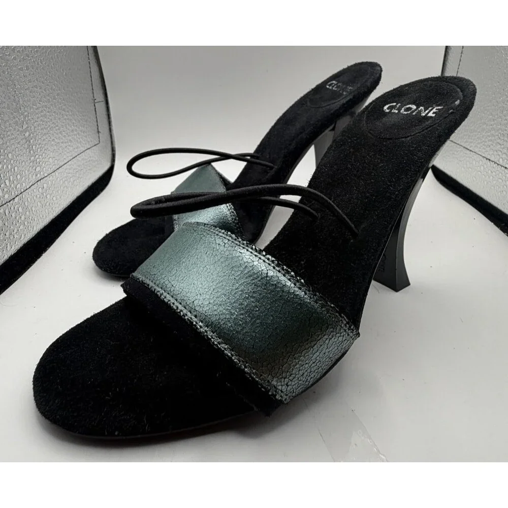 ✨👠 Bruno Bordese Italy Leather Cone High Heels Vintage Party Sandals Size 35 🇮